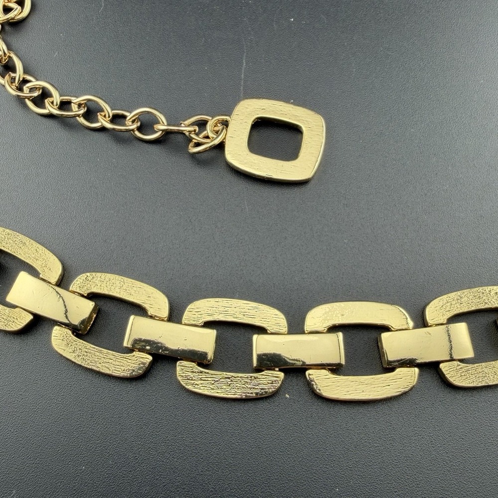 Chico's Vintage Style Brushed Gold Tone Chain Link Belt Adjustable 40" Length - Picture 2 of 3